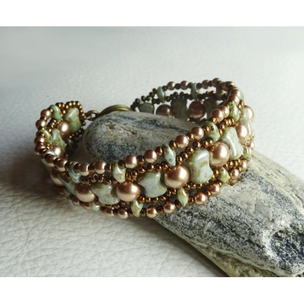 Bracelet Coco Vert-gris marbr&eacute; en kit