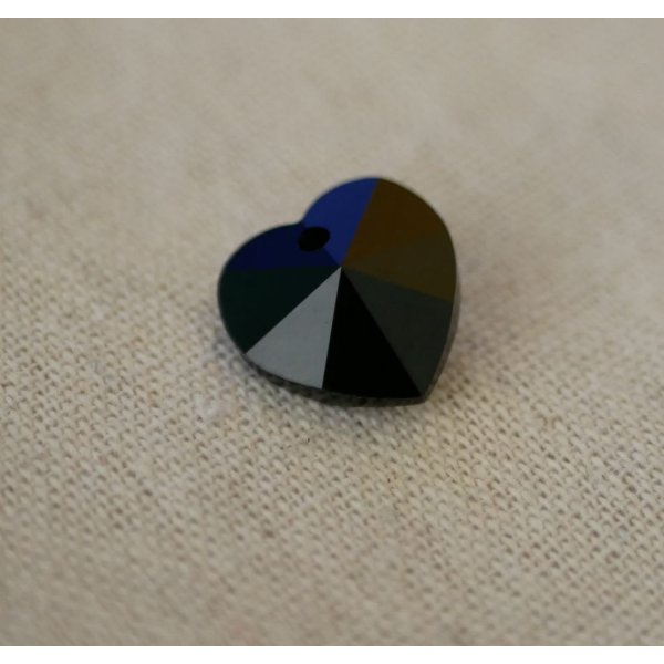 Swarovski krystal hjerte vedh&aelig;ng 18 mm Jet