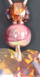 Collier gros coeur cuivre/rose