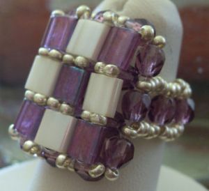 Kit bague carrée Tila Violet & Ecru