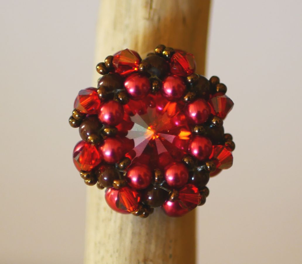 Kit bague Ouvea Paprika cabochon Swarovski rare