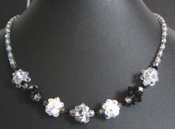 Kit collier en boules de perles noir/argent