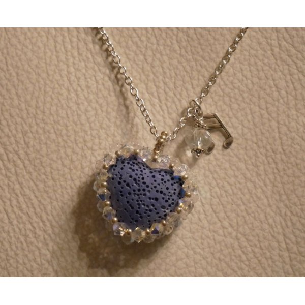 Pendentif  en kit Coeur pierre de lave diffuseur