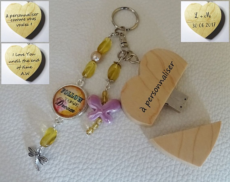 N&oslash;glering Heart usb n&oslash;gle til at indgravere Cabochon &amp; sommerfugl