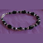 Armb&aring;nd Black Agates &amp; Swarovski krystal 